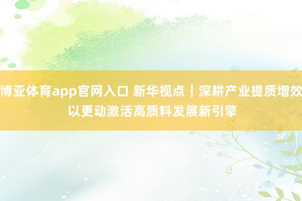 博亚体育app官网入口 新华视点｜深耕产业提质增效 以更动激活高质料发展新引擎