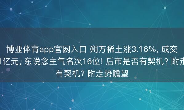 博亚体育app官网入口 朔方稀土涨3.16%， 成交额93.11亿元， 东说念主气名次16位! 后市是否有契机? 附走势瞻望