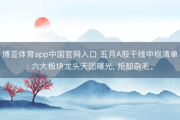 博亚体育app中国官网入口 五月A股干线中枢清单: 六大板块龙头天团曝光, 拒却杂毛。