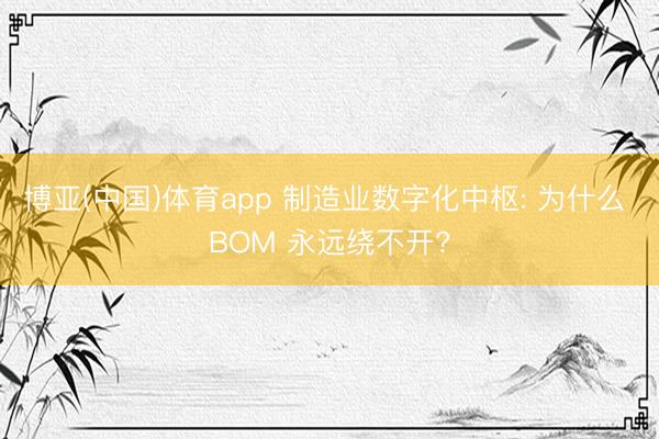 博亚(中国)体育app 制造业数字化中枢: 为什么 BOM 永远绕不开?