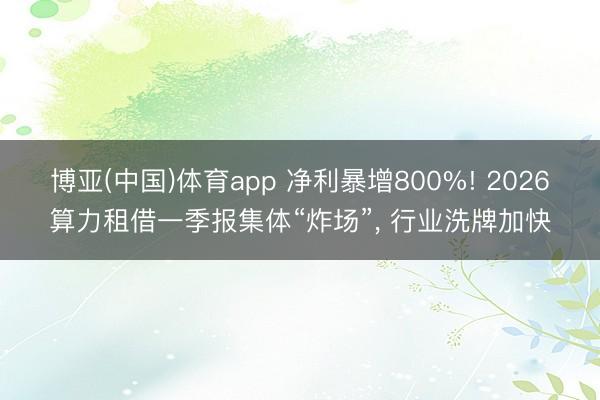 博亚(中国)体育app 净利暴增800%! 2026算力租借一季报集体“炸场”, 行业洗牌加快