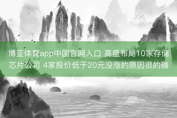 博亚体育app中国官网入口 高盛布局10家存储芯片公司 4家股价低于20元没涨的原因很的确