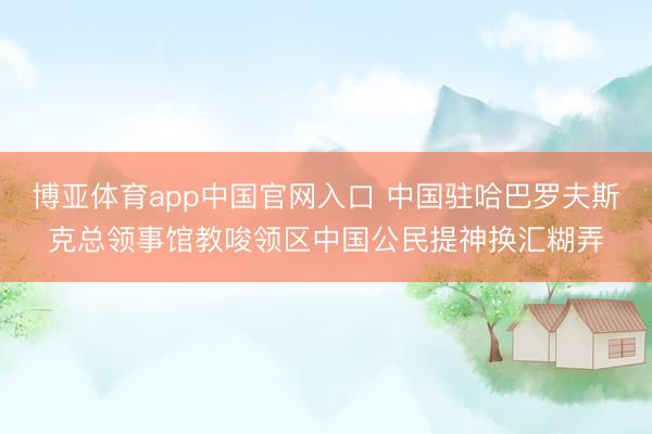 博亚体育app中国官网入口 中国驻哈巴罗夫斯克总领事馆教唆领区中国公民提神换汇糊弄
